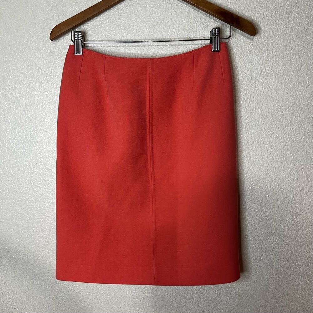 Oscar de la Renta Orange Pencil Wool Skirt 8 Work Business Elegant Classic